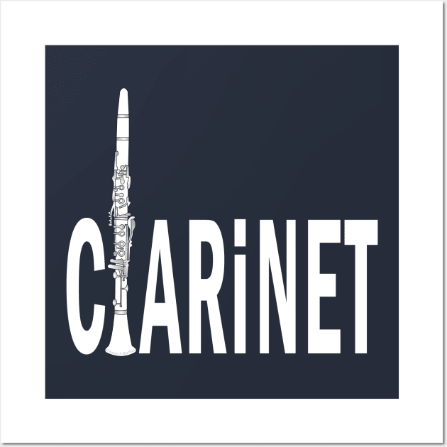 Clarinet White Text Wall Art by Barthol Graphics